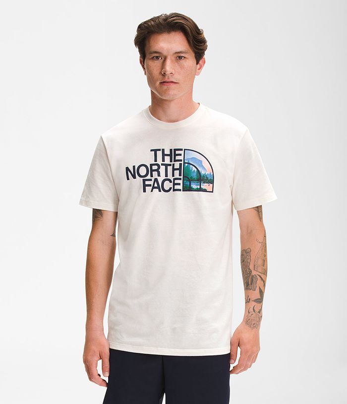 Camiseta The North Face Hombre Manga Corta Half Dome Blancas - Peru 73856JEMH